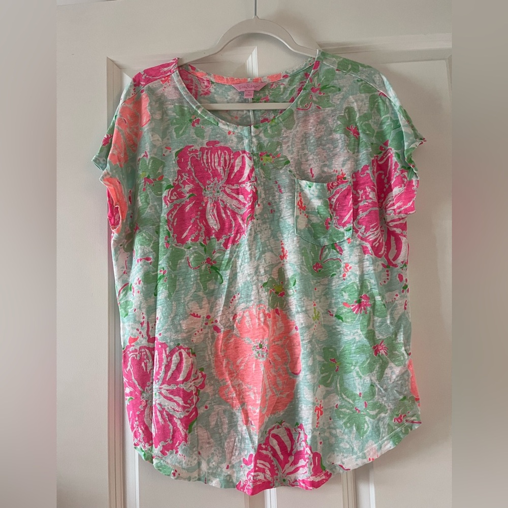 Lilly Pulitzer Pink Boxy Blouse with Relaxed Fit